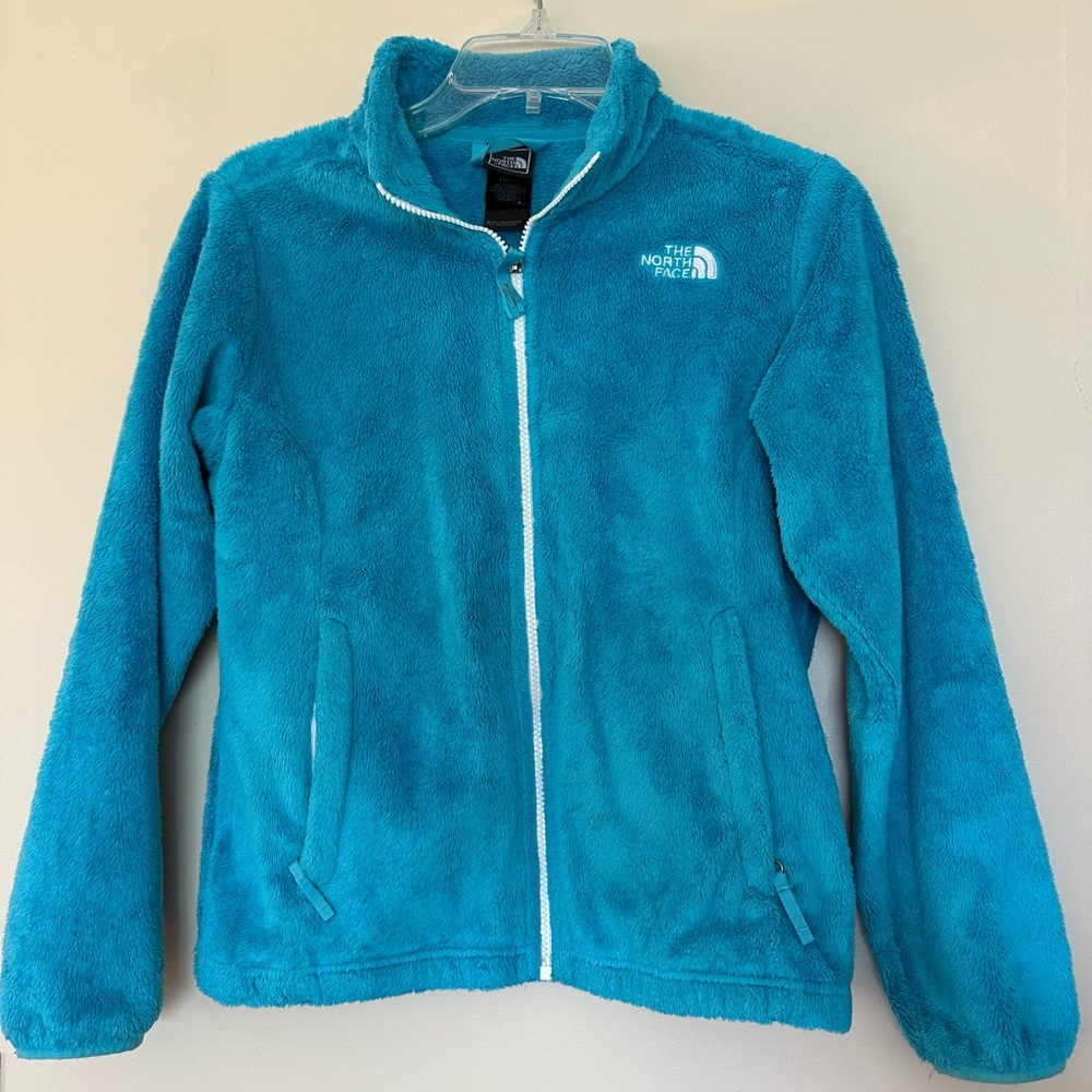 Girls The North Face Blue Teddy Jacket - Size Large
